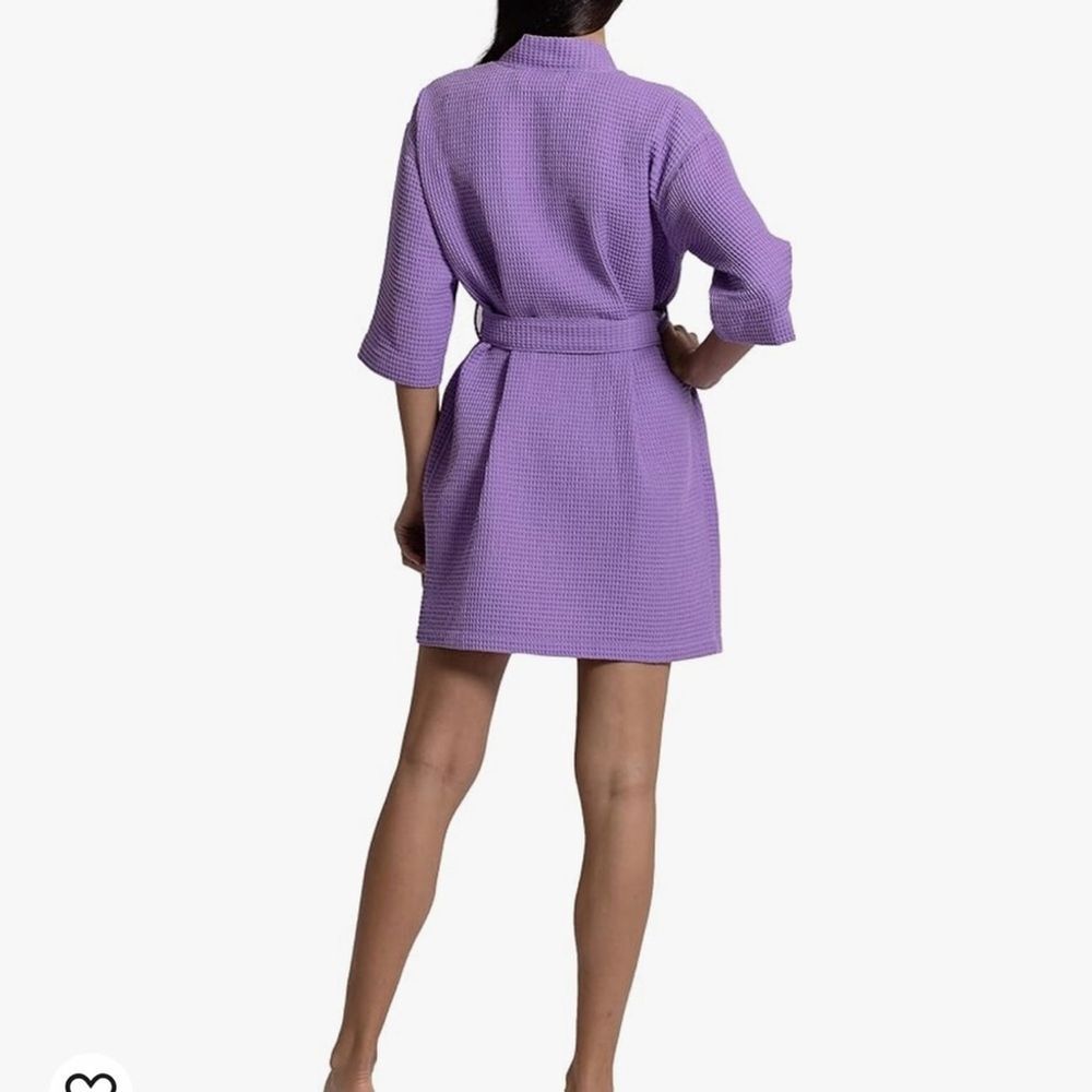 Chakir Turkish Linens Lightweight Quick Dry Waffle Knit Kimono Short Robe - Picture 6 of 13